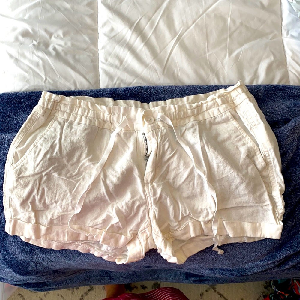 Old Navy White linen shirts with paper bag drawstring waist